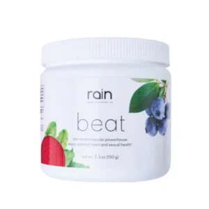 Rain Beat produkt med rödbetor och L-arginin för förbättrad hjärthälsa och cirkulation.