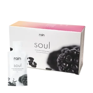 Rain Soul produkt från Rain International med svartkumminfrön och bär, ett naturligt kosttillskott för hjärthälsa och energi.